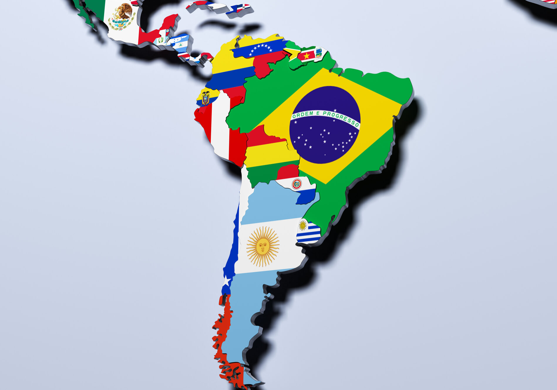 South America map 3d illustration